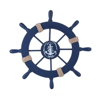 Decorazione del timone della nave mediterranea vintage retrò, timone della ruota della barca nautica, accessori per la decorazione della casa artigianale in legno