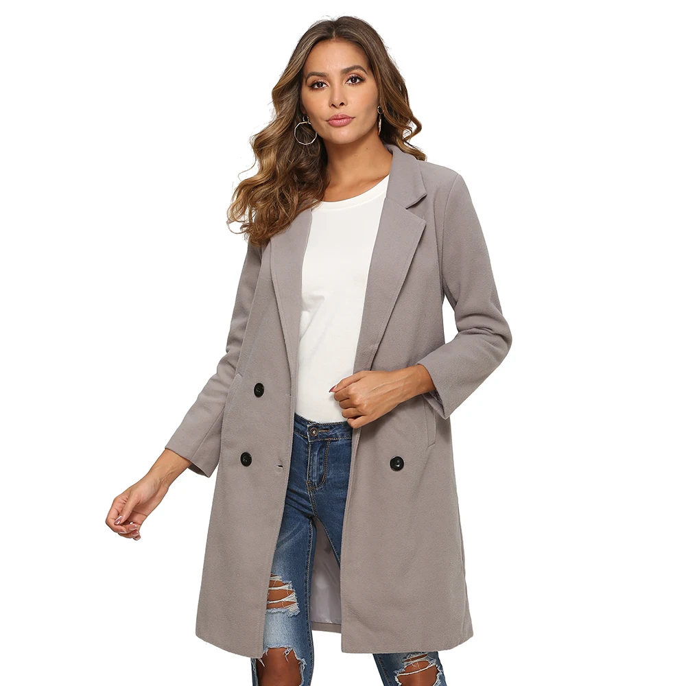 Ceny Plus rozmiar kobiet płaszcz wełniany płaszcz jesień zima 2019 stałe Plus rozmiar 3xl z długim rękawem moda Oversize ciepła, z wełny płaszcz