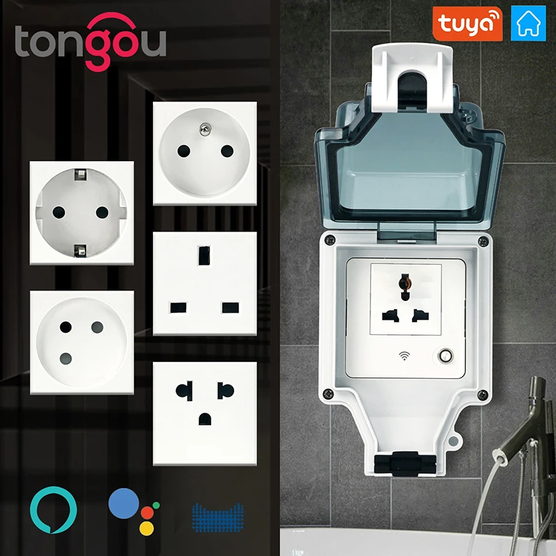 Tuya Wifi Smart Socket IP66 Waterproof Multiple Version UK/AU/US/FR/DE/ZA Works With Alexa Google Home | Обустройство дома