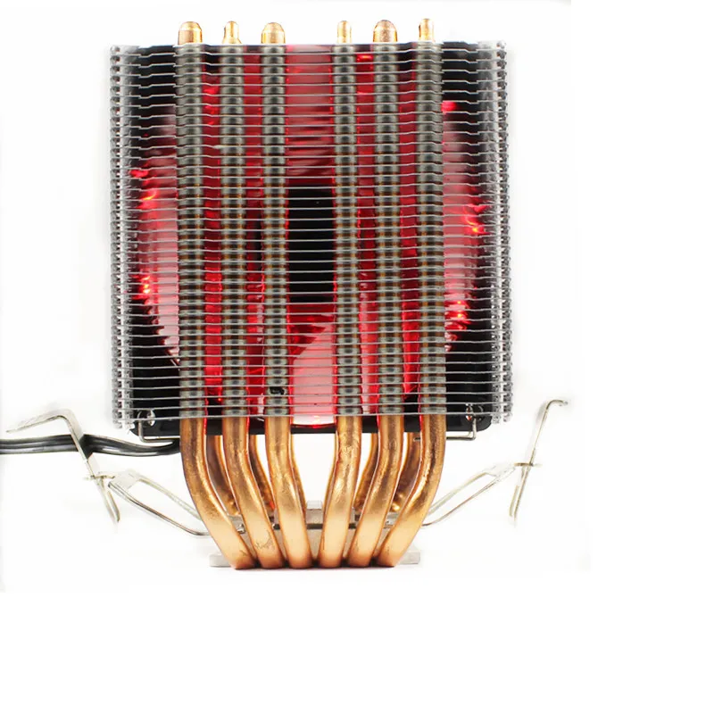 3/4PIN RGB светодиодный Процессор кулер 6-Heatpipe двойная башня 12V 9 см вентилятор охлаждения радиатора для LGA 1150/1151/1155/1156/775/1366 AMD - Цвет лезвия: Красный