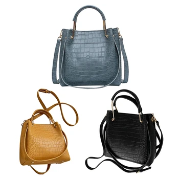 

Stone Pattern Leather Bucket Bags for Women Small Shoulder Messenger Bag Lady Fashion Handbags Totes