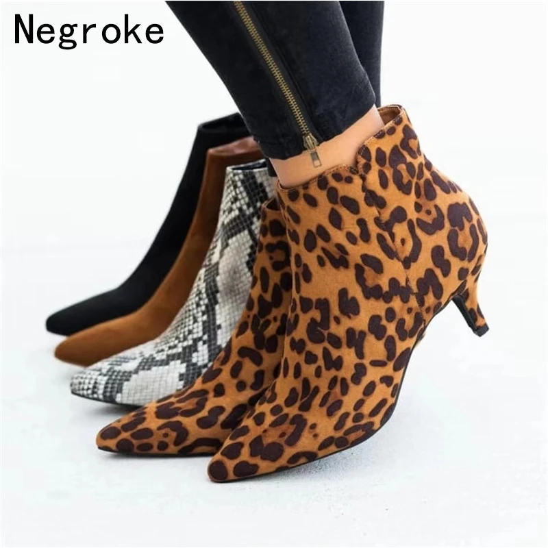 

Sexy Leopard Women Ankle Boots High Heels Booties Fashion Brand Design Ladies Party Shoes Woman Botas Zapatos Mujer