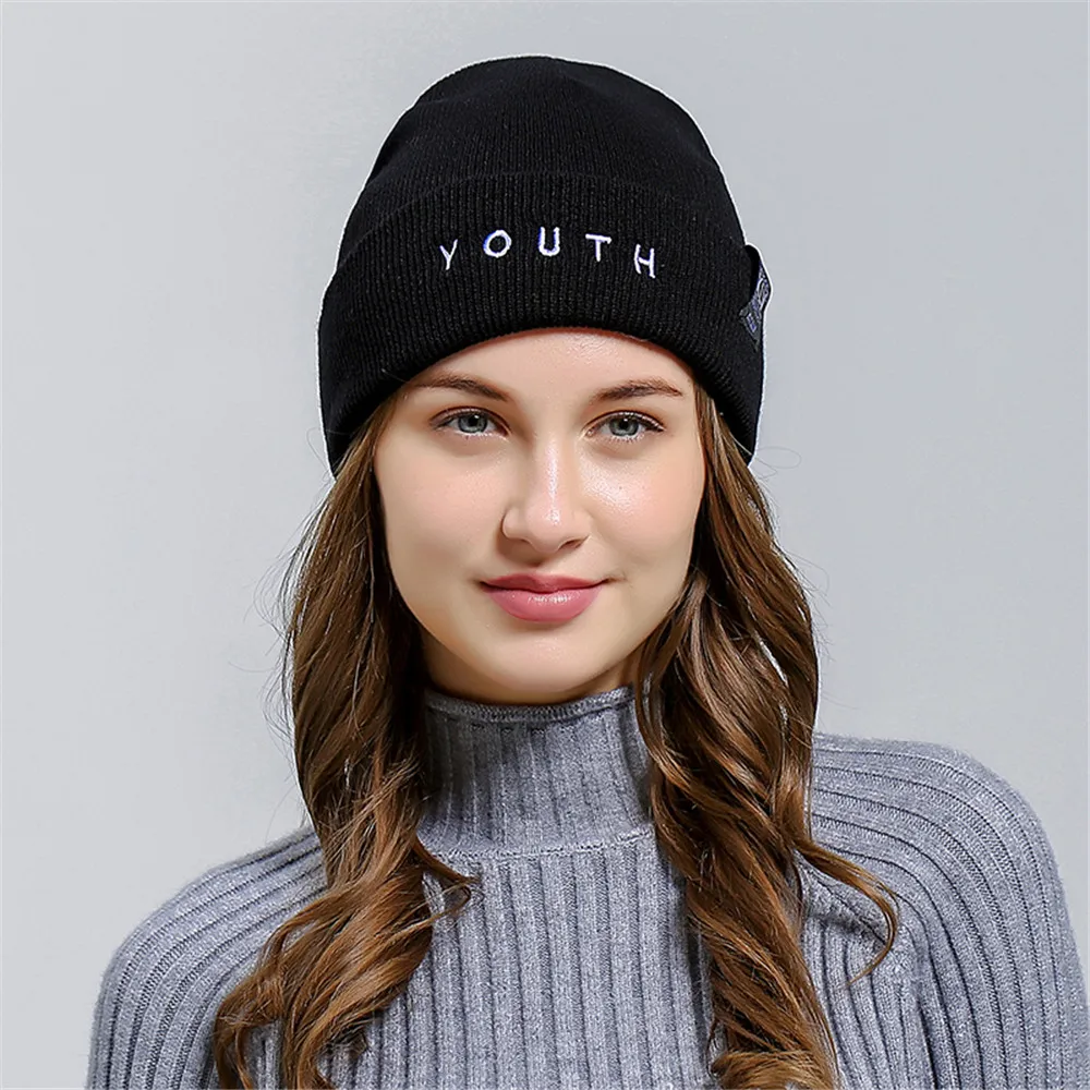 Zerotime#H5 NEW Letter Embroidered Men Women Baggy Wool Knit Ski Beanie Hat кепка шапка warm daily autumn Free Shipping