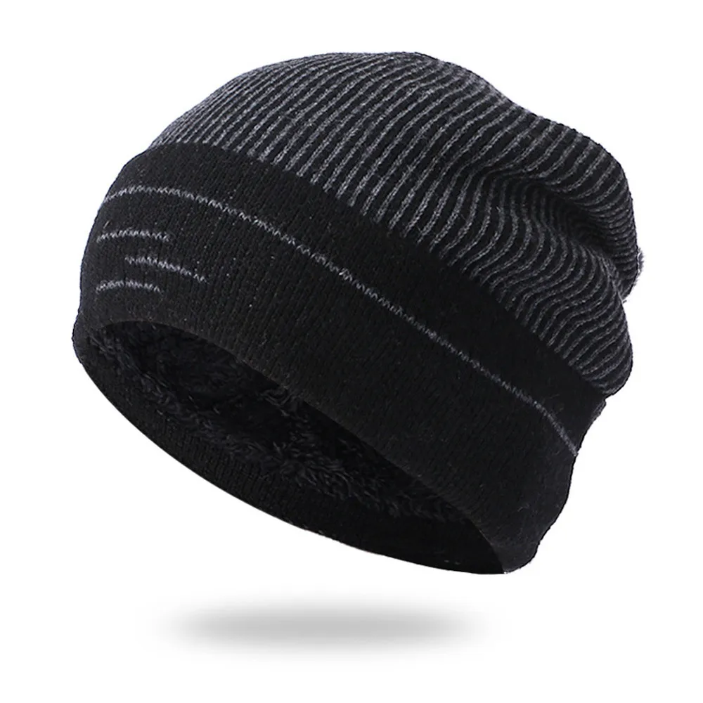 Womail beanies шапка мужская женское утепленное плотное вязание крючком зимние вязаные шапки Лыжная шапочка с черепом женская шапка sep17 - Цвет: BK