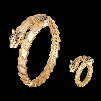 

New Double-head Epoxy Leopard Bracelet Copper Plated Crystal Spring Bracelet Male Domineering Leopard Bracelet Wholesale