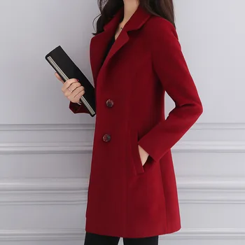 

KMETRAM Winter Jacket Women Fashion Woolen Coat Female Jacket Elegant Long Trench Coat Women Slim Outwear Plus Size 4xl L8766