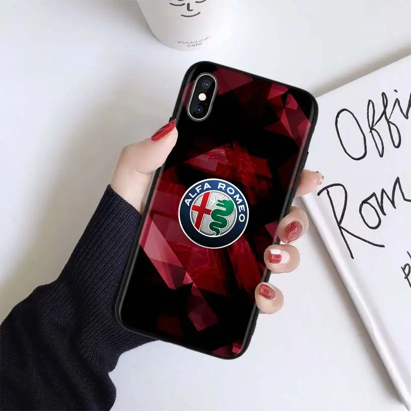 Чехол с логотипом Alfa Romeo для Apple iphone 11 Pro XR XS Max X 7 8 6 6S Plus 5 5S SE Черный силиконовый чехол для телефона