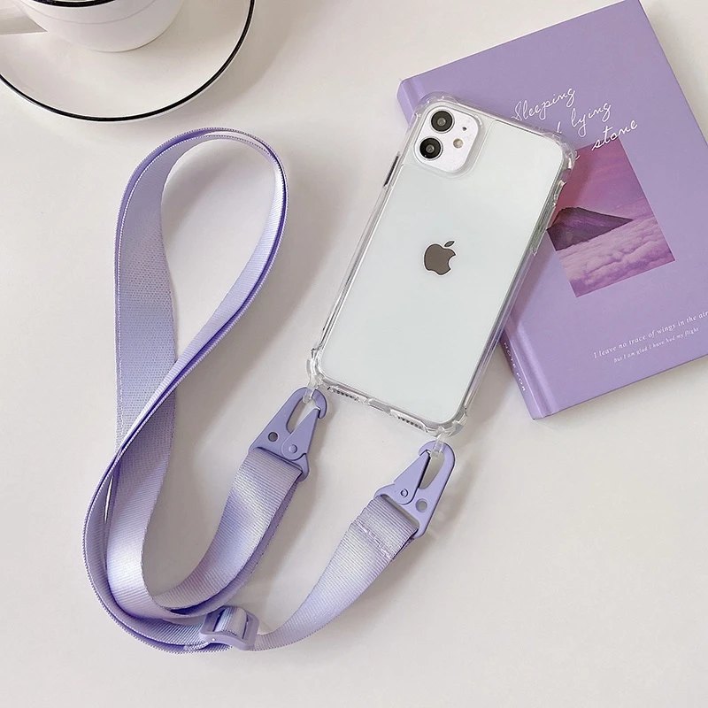 Clear Crossbody Phone Case with Lanyard Strap and Transparent Back Cover