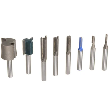 

8pcs/set 1/4" Shank Straight Slotted Router Bit Double Flute Bits Milling Cutter Flush Trim Router Bit Woodworking Engraving Cut