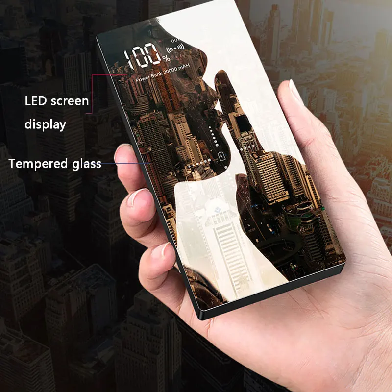 Новое прибытие QI-беспроводной банк питания 20000mAh быстрая зарядка Светодиодный дисплей Портативный зарядный внешний аккумулятор для samsung
