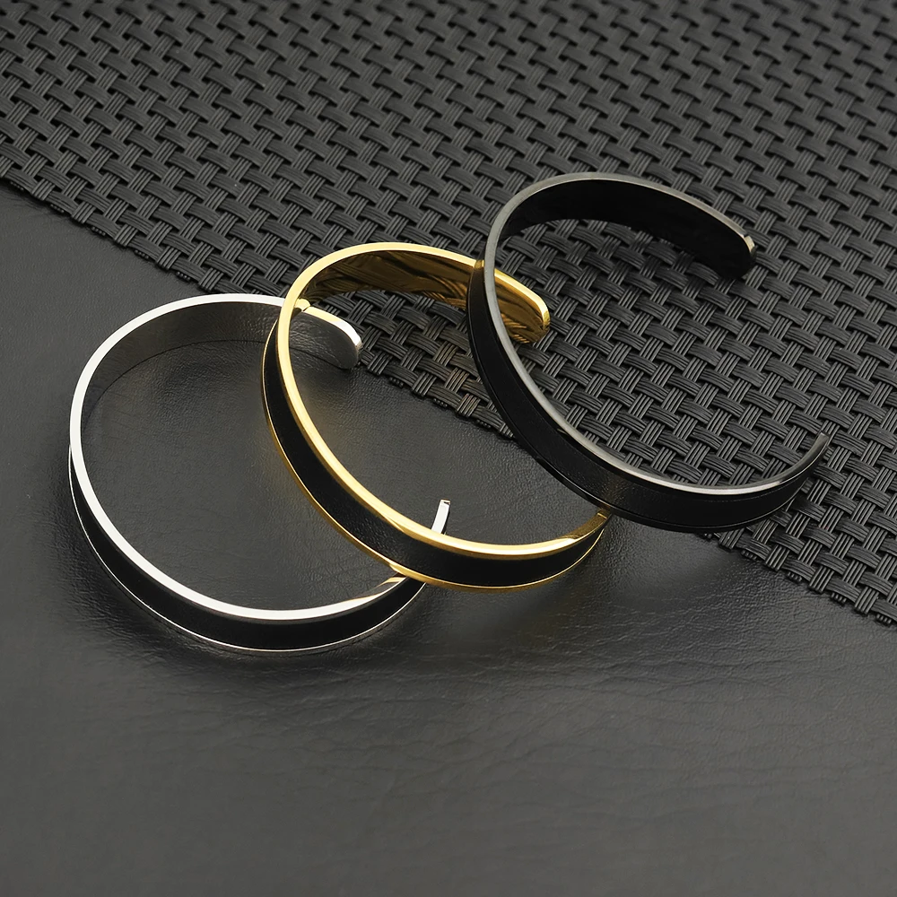 Men Leather Bracelet  Stainless Steel Men Cuff Bangle Gift for Boyfriend Husband Fathers Day Gift 4