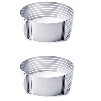 

2 Pcs Adjustable Stainless Steel Pieces Piece Retractable Circular Mousse Ring Round Cutting Tool