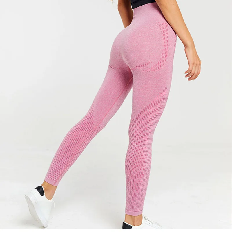 

Yoga Pant Sport Running Outwear Tidbit Jacquard Seamless Nine-point Workout Pants With Butt Lift And Tummy Tuck 2019 New
