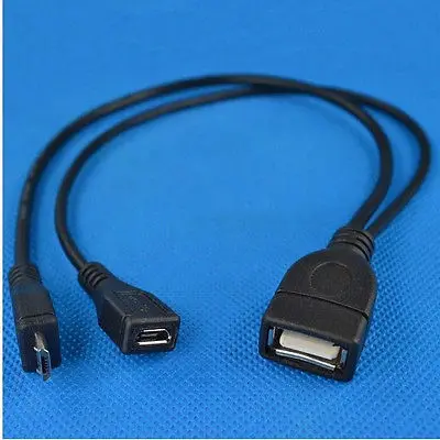 DHL/EMS 50 комплектов USB 2,0 A Женский Micro USB B мужской+ Micro 5 Pin Женский хост OTG кабель питания-C1