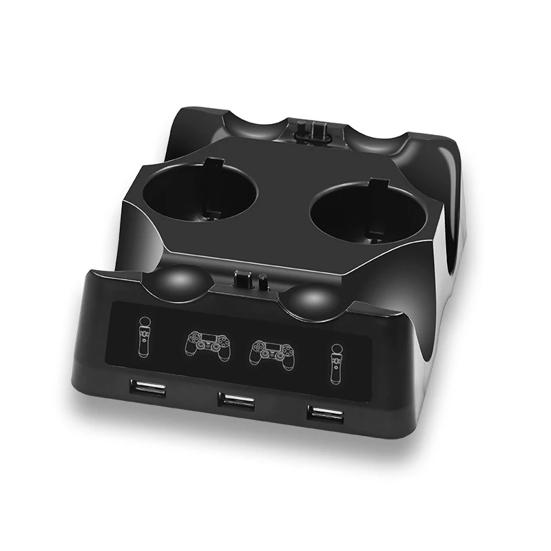 Черный для VR контроллер зарядное устройство 3 USB Четыре слота индикатор светильник контроллер зарядная станция четыре светодиодный контроллер