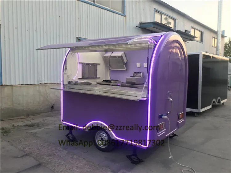 Фиолетовый цвет RL-220B 2,2 м длина передвижные тележки еды/Трейлер/мороженое грузовик с бесплатной доставкой по морю