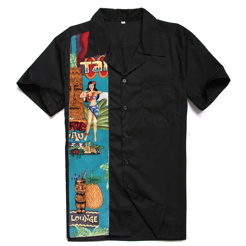 Мужская рубашка размера плюс, Японская уличная одежда, короткий рукав, красная клетчатая, рокабилли, хлопок, повседневная, боулинг, рубашки для мужчин, camisa masculina - Цвет: 13
