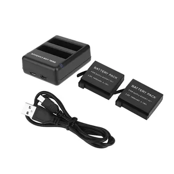

2PCS Battery Pack AHDBT-401 USB Dual Charger For Gopro Hero 4 Camera Accessory with Black Travel Charger
