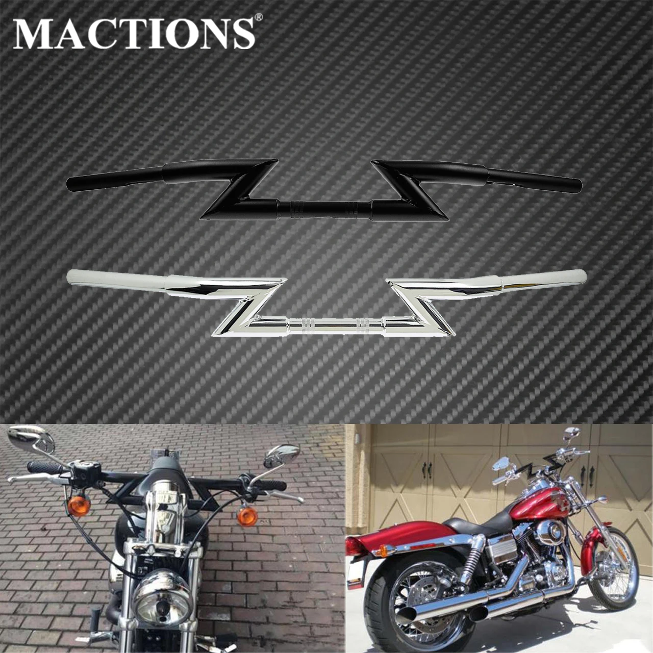 Universal Motorcycle 1"25mm Drag Handlebars Z Bars For Harley Sportster XL Touring Road Glide