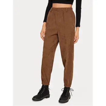 

Autumn Fashion Corduroy High Waist Casual Pants Women Solid Color Trousers