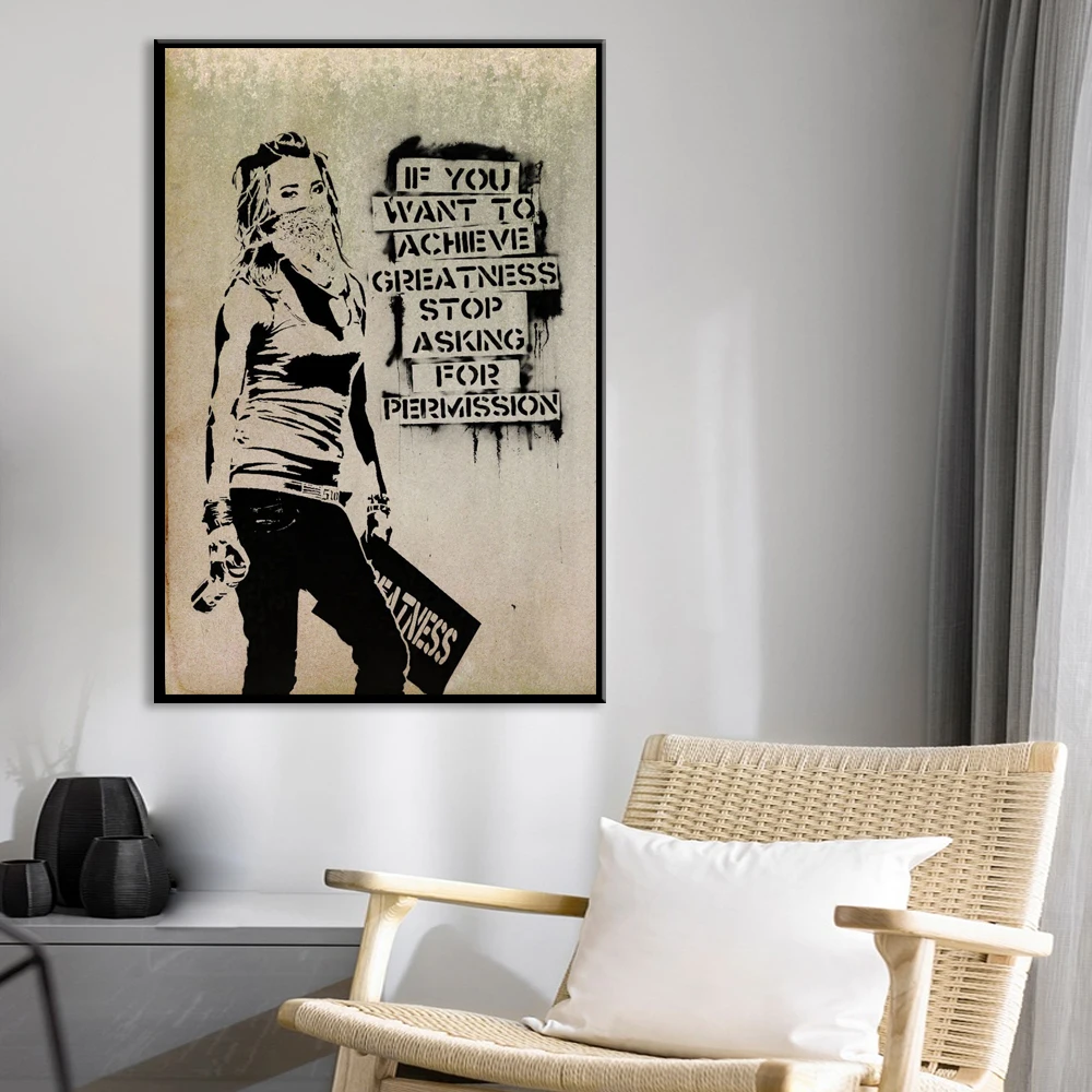 

Office Motivational Phrase Poster Inspiring Words Canvas Print Stop Asking Canvas Painting for Room Company Decor Picture