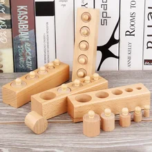 

Kids Wood Beech Socket Cylinder Toys Family Teaching Montessori Children's Early Educational Aids Hand-eye Coordination Exercise