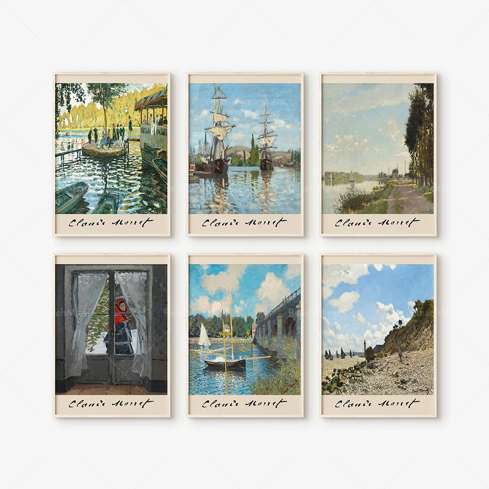 Monet Prints Mid-Century Art Wall, Monet Poster, Galleria Wall Cover, Museo Exhibition Art Decoration Canvas Gift