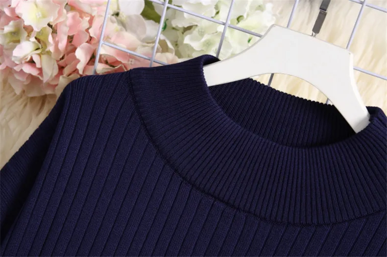 ALPHALMODA, Зимний пуловер с круглым вырезом, Свободный вязаный свитер+ широкие вязанные штаны, Женский Повседневный костюм из 2 предметов, черный и синий цвета