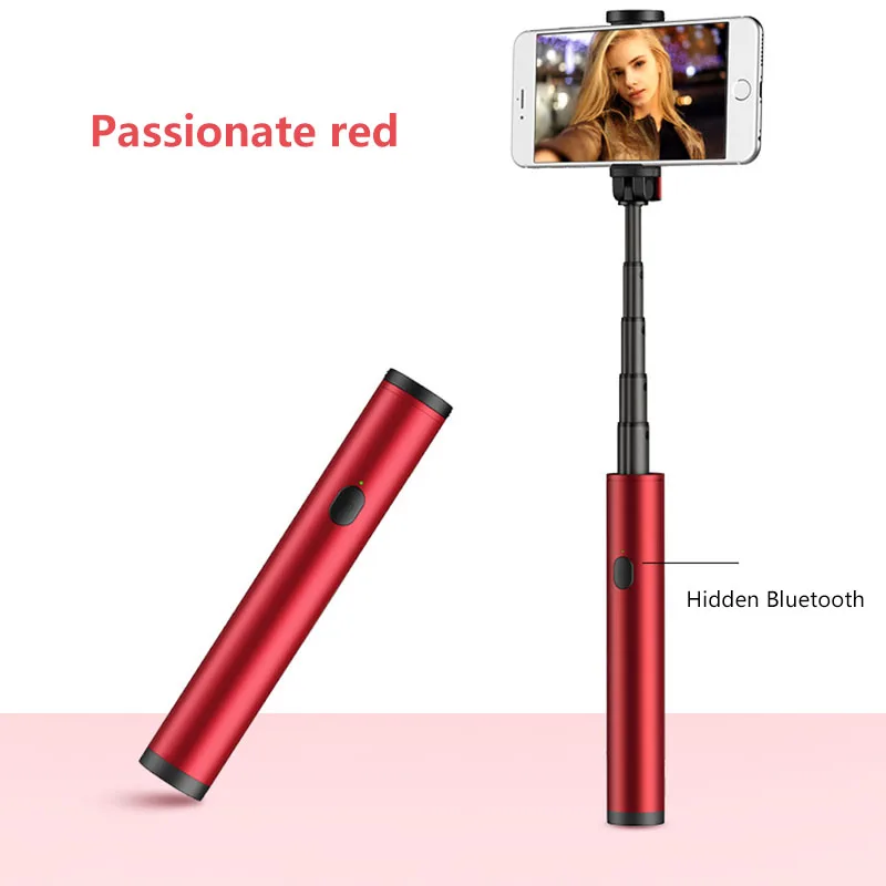 Красный Алюминиевый сплав Bluetooth селфи палка портативный мини селфи палка Bluetooth беспроводной пульт дистанционного спуска затвора для iPhone Android iOS huawei - Цвет: Красный