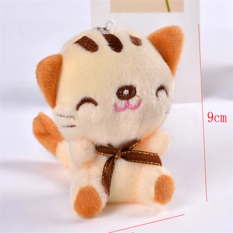 HANDANWEIRAN 1PCS Mini 9cm Smiley Cat Plush Toy PP Cotton Decorative Pendant Girl and Boy Holiday 5