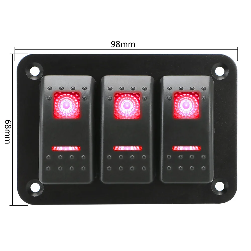 Versatile 3-Gang Rocker Toggle Switch Panel with Circuit Breaker