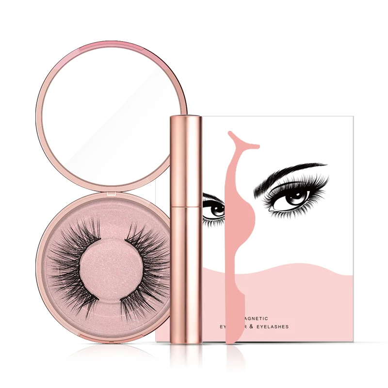 

Handmade False 3D Mink Eyelashes Fast Dry Eyeliner & Magnetic Eyelashes & Tweezers Reusable Eyelashes Makeup Set Dropshipping