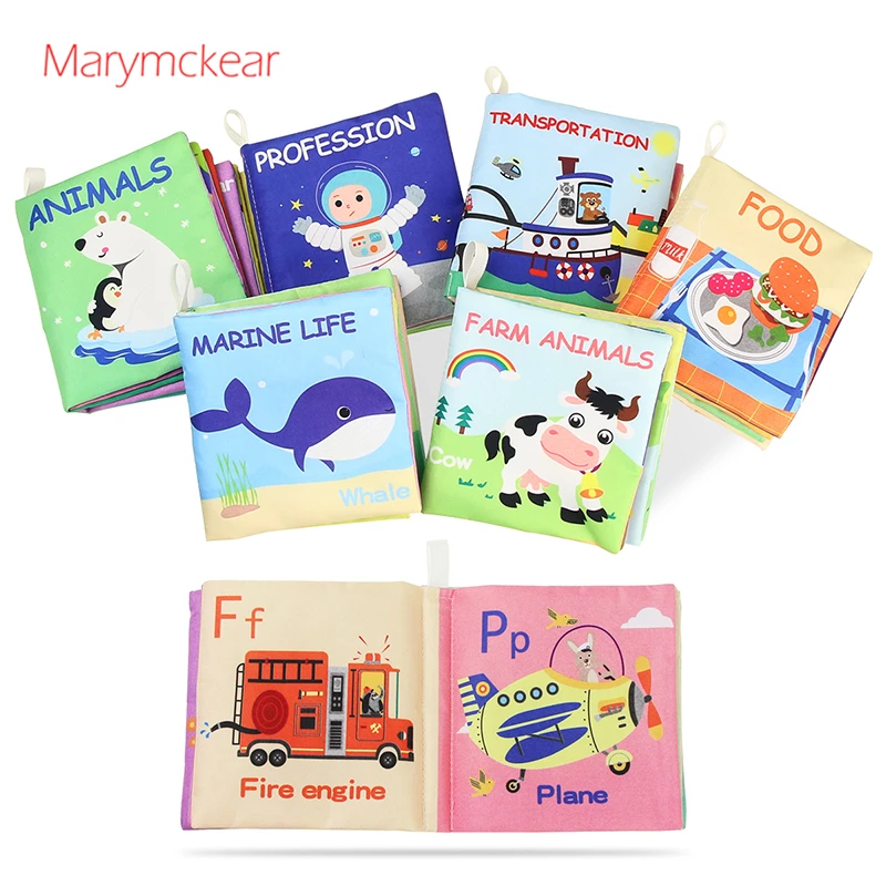 Baby Soft Cloth Books Rustling Sound Washable English Books Newborn Babies 0-12 Month Intelligent Early-Educational Toys for Kid