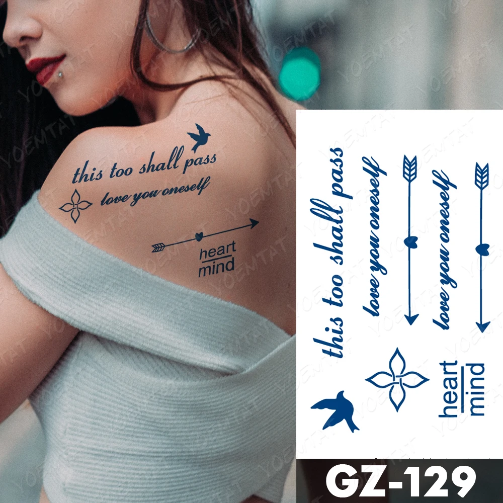 Juice Ink Tattoos Body Art Lasting Waterproof Temporary Tattoo Sticker  English Text Tatoo Arm Fake Swallow Cupid Tatto Women Men|Temporary Tattoos|  - AliExpress