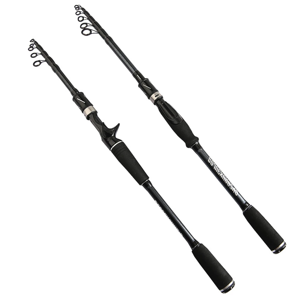 Caña de pescar telescópica de carbono, 1,8 m, 2,1 m, 2,4 m, ultraligera, giratoria, para viaje|Cañas de pescar| AliExpress