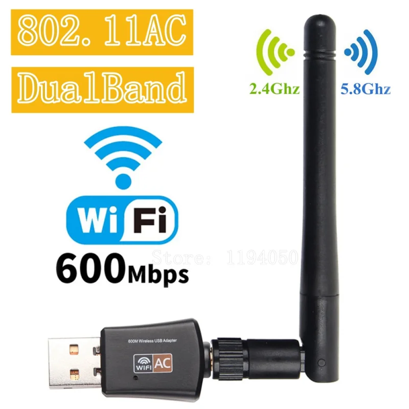 

Usb Wi-Fi адаптер 600 Мбит/с, 5,8 + 2,4 ГГц