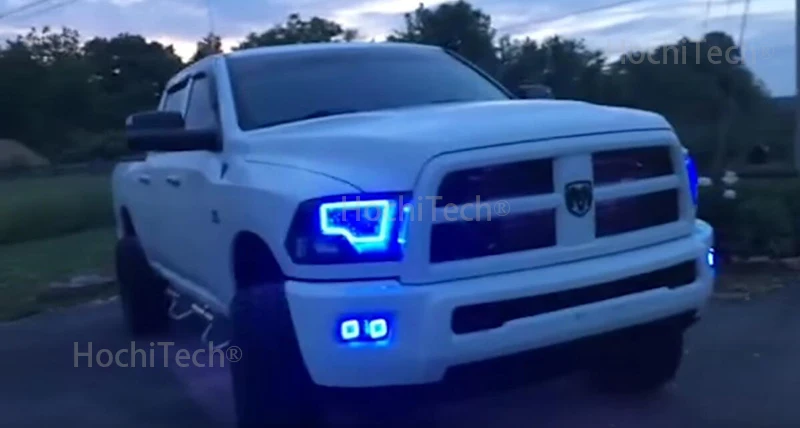 RGB Angel Eyes Multi-Color LED Ring Turnning Light DRL Car Headlight Taillight Angel Eyes For 2009- Dodge RAM Truck