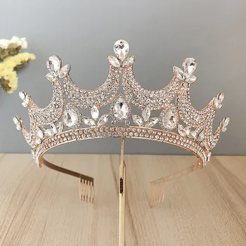 

Baroque Gold/Silver Color Tiara Handmade Alloy Crown Bride Headband Wedding Dress Headpeice Women Jewelry Accessories XH