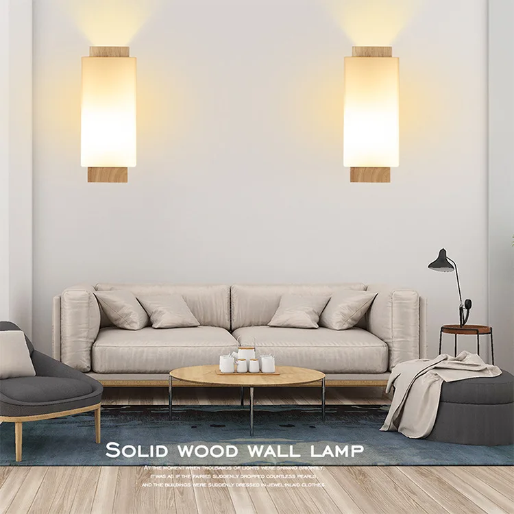 

New Style Modern Minimalist Wooden Product Wall Lamp Bedroom Solid Wood LED Creative Living Room Corridor Aisle Lights Stairs Ba