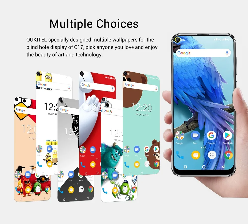 OUKITEL C17 6,35 ''Тройная камера смартфон MT6763 Восьмиядерный Android 9,0 3 Гб 16 Гб распознавание лица отпечатков пальцев 4G мобильный телефон 3900 мАч