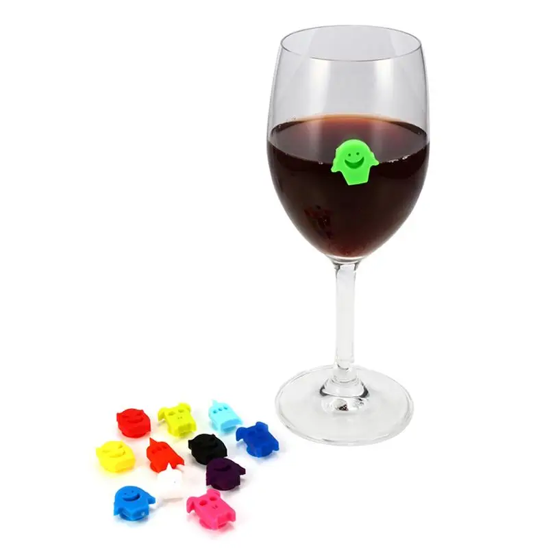 

12pcs Silicone Wine Glass Marker Creative Cute Face Design Drink Charms Label Mark Glass Identification for Party Banquet