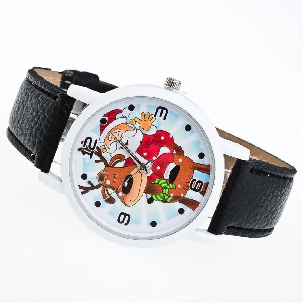 Cute Cartoon Kids Wrist Watch Men Women Universal Faux Leather Band Analog Quartz Women Xmas Gift reloj hombre zegarek damski
