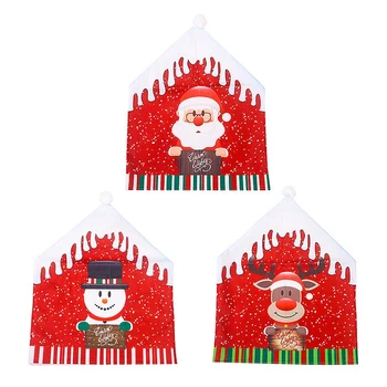 

3 Pcs Christmas Chair Covers Santa Claus Elk Snowman Hat Chair Covers for Christmas Holiday Festive Decor