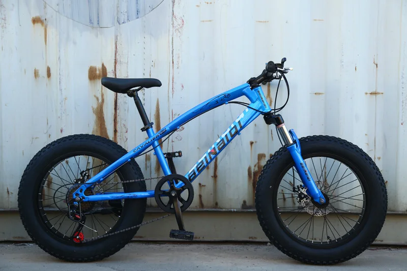 blue 20 inch fat bike children kid fat tire mountain bike Beach cruiser bicycle high quality carbon steel disc brake big wheel MTB - Цвет: blue