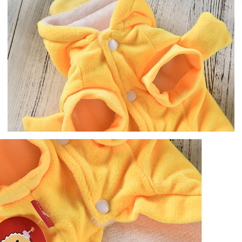 Одежда для собак на осень и зиму, желтый цвет, размеры S-xxl, две ноги, в форме животных, теплые куртки для собак, хлопковая стеганая куртка