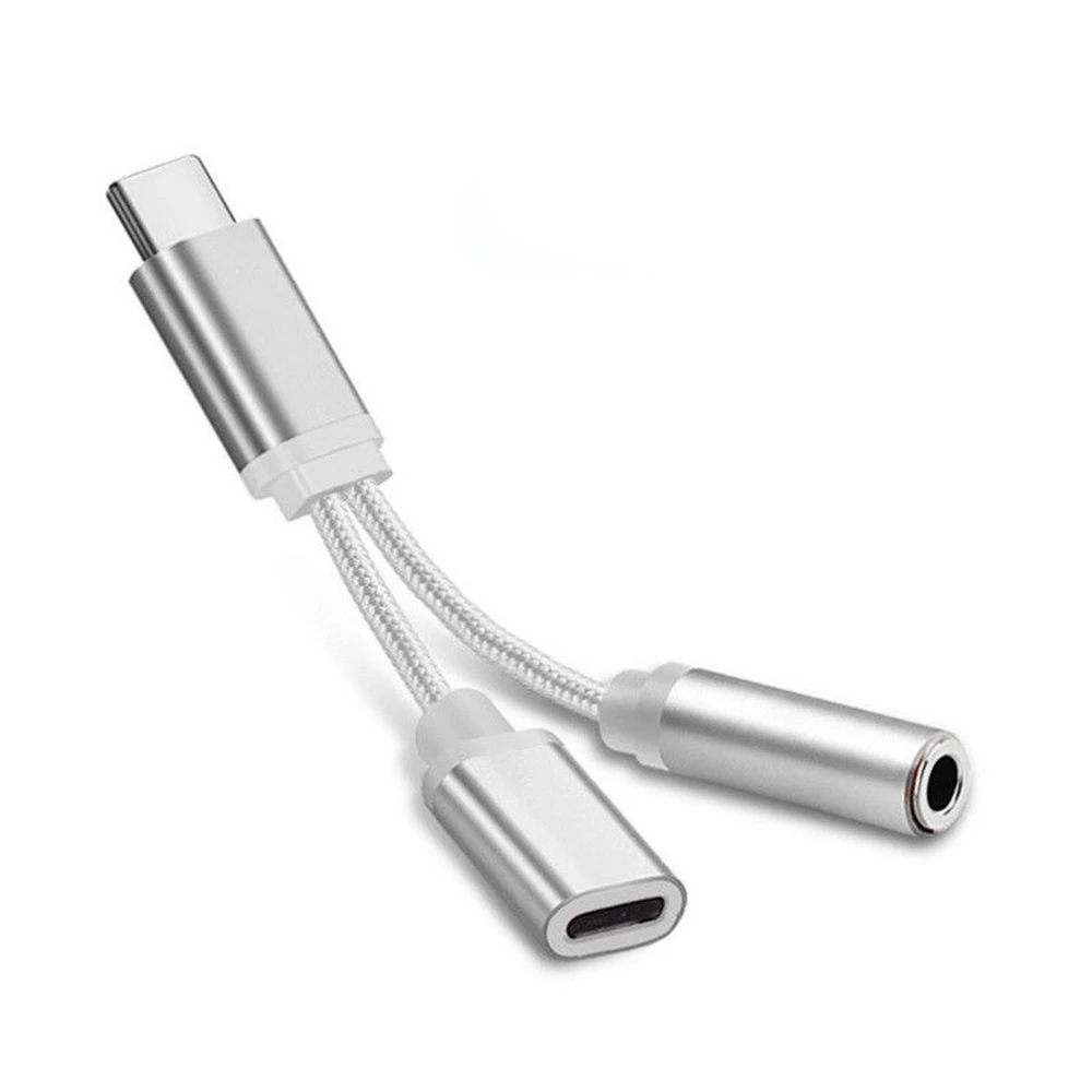 2 в 1 type-C к type C 3,5 мм наушники Aux адаптер с аудиоразъемом USB C разветвитель зарядный кабель для Xiaomi Mi 8 Redmi; Huawei samsung - Цвет: 02