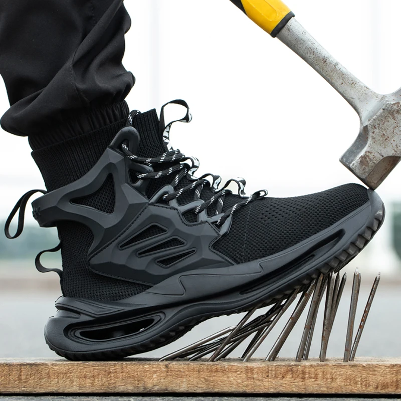 Safety shoes Large Size 50 Men Work Safety Boots Steel Toe Shoes Safety Boots Anti-smash Anti-puncture Work Sneakers Indestructible Shoes