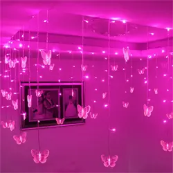 3.5M Butterfly LED String Lights Festival Icicle Curtain Light Christmas Decoration Lamp Home Decor Bedroom Wedding New Year