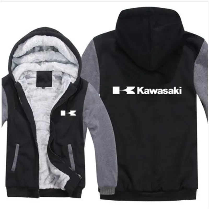 Kawasaki Hoodies Hoody Jacket Winter Pullover Mans Unisex Thicken Wool Liner Fleece Men Coat Kawasaki Sweatshirts - Цвет: 6