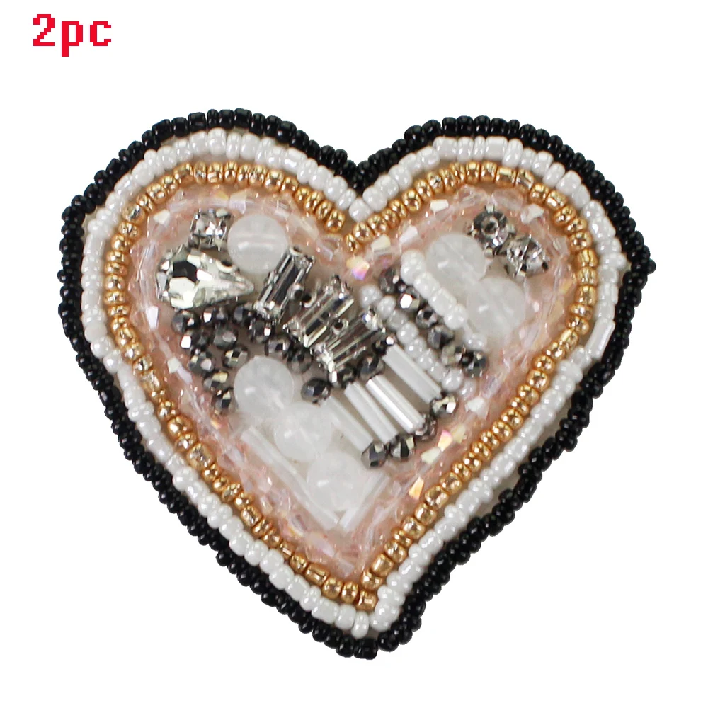 1851 heart 2pc Стразы, корона, сердце, крыло, блестки, нашивка из бисера, мышь, Бабочка, стрекоза, вишня, для шитья, аппликация, украшение для одежды - Цвет: 1851 heart 2pc